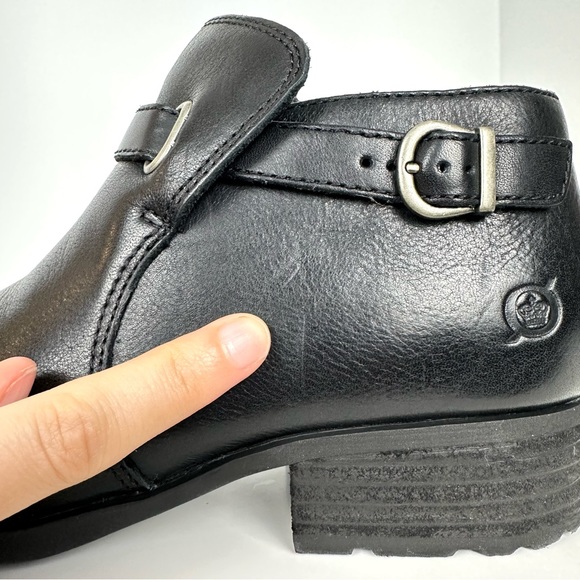 Born Kristina Black Leather Ankle Booties Size 6M - Picture 12 of 16